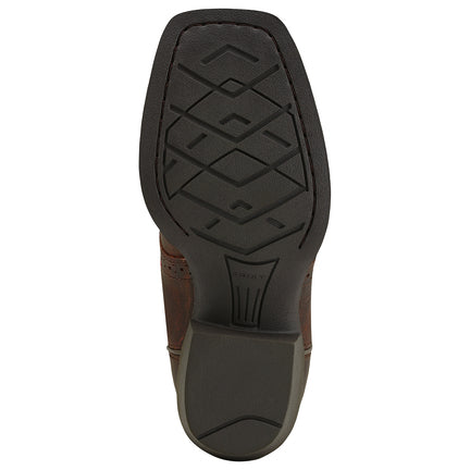Ariat 10014101 Kids' Roughstock Western Boots  Brown, Wide Square Toe, 8" Upper, Booster Bed