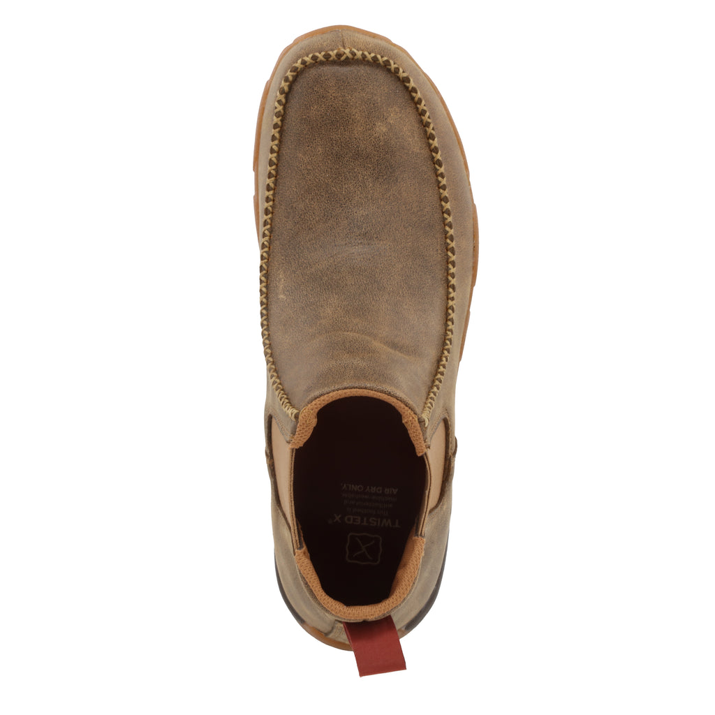 Twisted X MDMG002 Men's Chelsea Driving Moc  Bomber, Pull-On Style, Full-Grain Leather