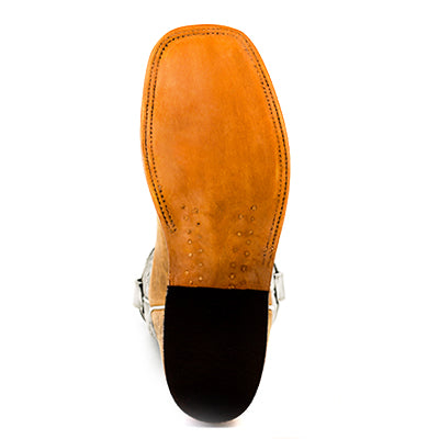 Anderson Bean S1107 Men's Distressed American Bison Cowboy Boots - 13" Navy Kidskin, Leather Sole