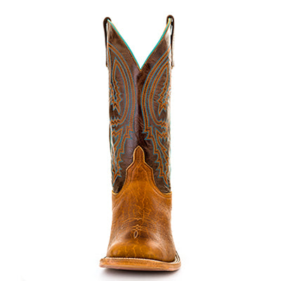 Anderson Bean S1106 Men's Tobacco Yeti Cowboy Boots, Brass Top, Wide Square Toe, Leather Sole