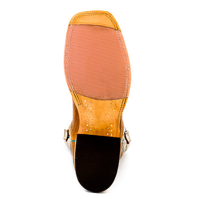 Anderson Bean S1106 Men's Tobacco Yeti Cowboy Boots, Brass Top, Wide Square Toe, Leather Sole