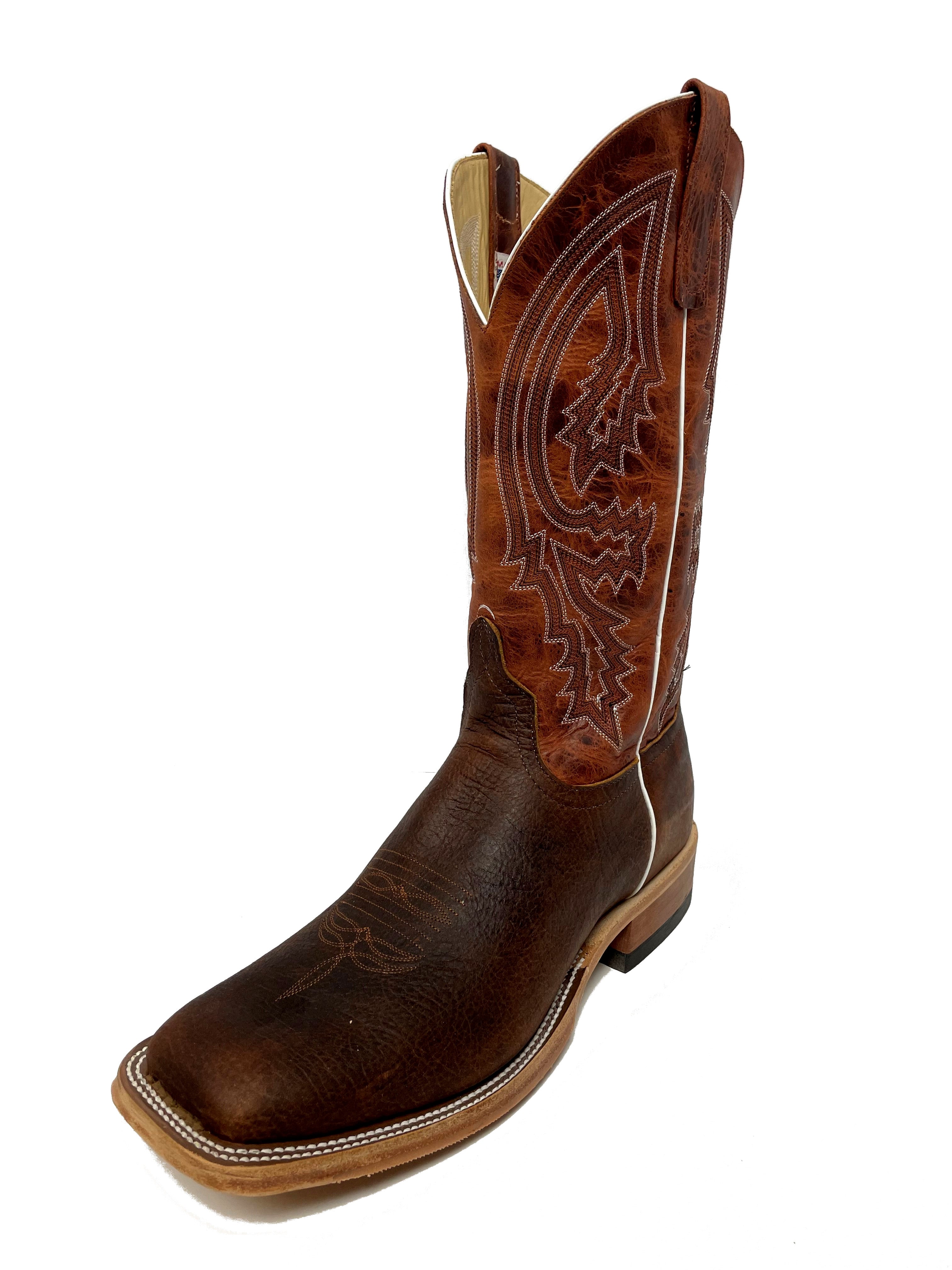 Anderson Bean S1105 Mens Mike Tyson Bison Cowboy Boots, Wide Square Toe, Leather Hybrid Sole