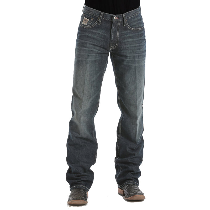 Cinch MB92834019 White Label Men's Relaxed Fit Jeans  Dark Stonewash, Mid Rise, 14.25 oz. Denim