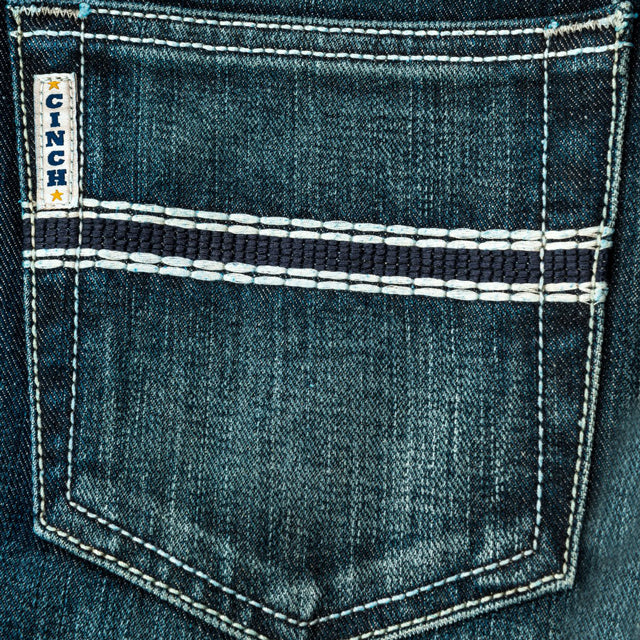 Cinch MB92834019 White Label Men's Relaxed Fit Jeans  Dark Stonewash, Mid Rise, 14.25 oz. Denim