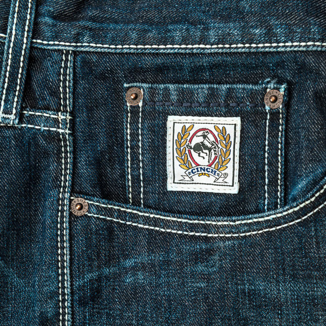 Cinch MB92834019 White Label Men's Relaxed Fit Jeans  Dark Stonewash, Mid Rise, 14.25 oz. Denim