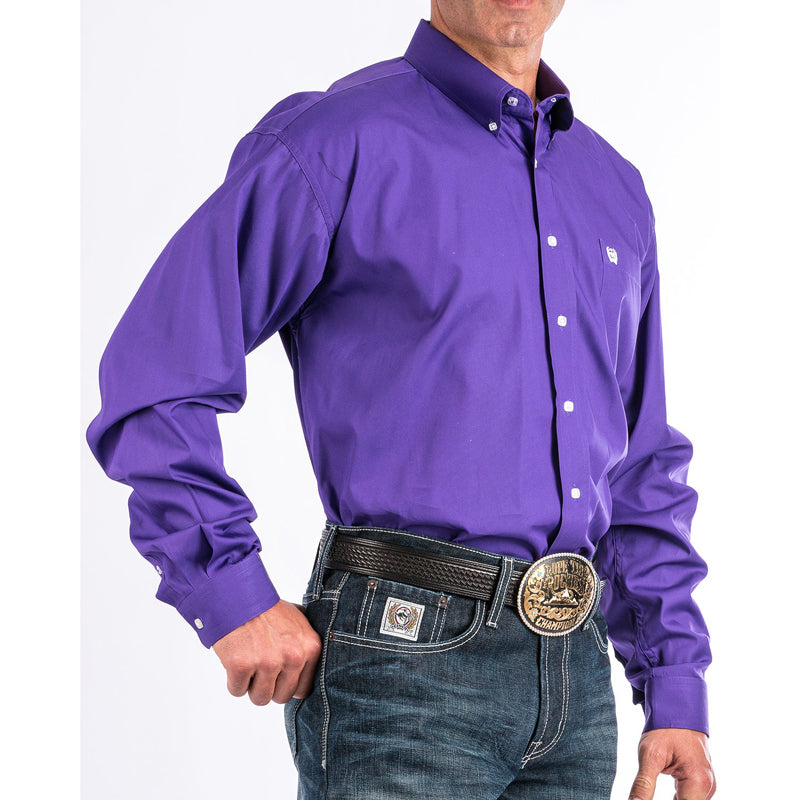 Cinch MTW1103802 Men's Long Sleeve Western Shirt  Solid Purple, Button-Down, Classic Fit, Cotton