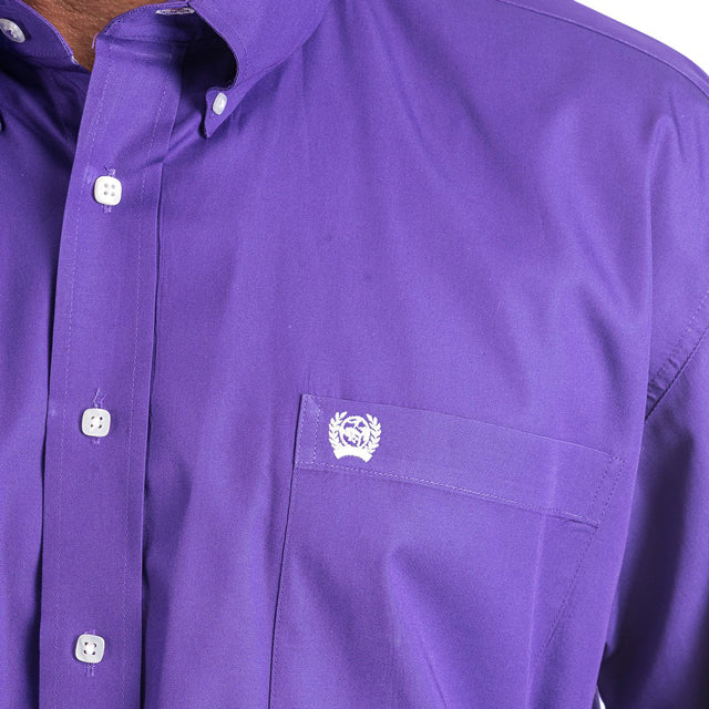 Cinch MTW1103802 Men's Long Sleeve Western Shirt  Solid Purple, Button-Down, Classic Fit, Cotton