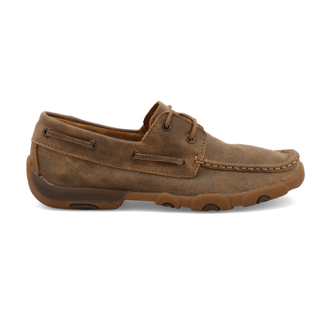 Twisted X WDM0003 Women's Casual Boat Shoe Driving Moc  Bomber, Full-Grain Leather, Lace Closure