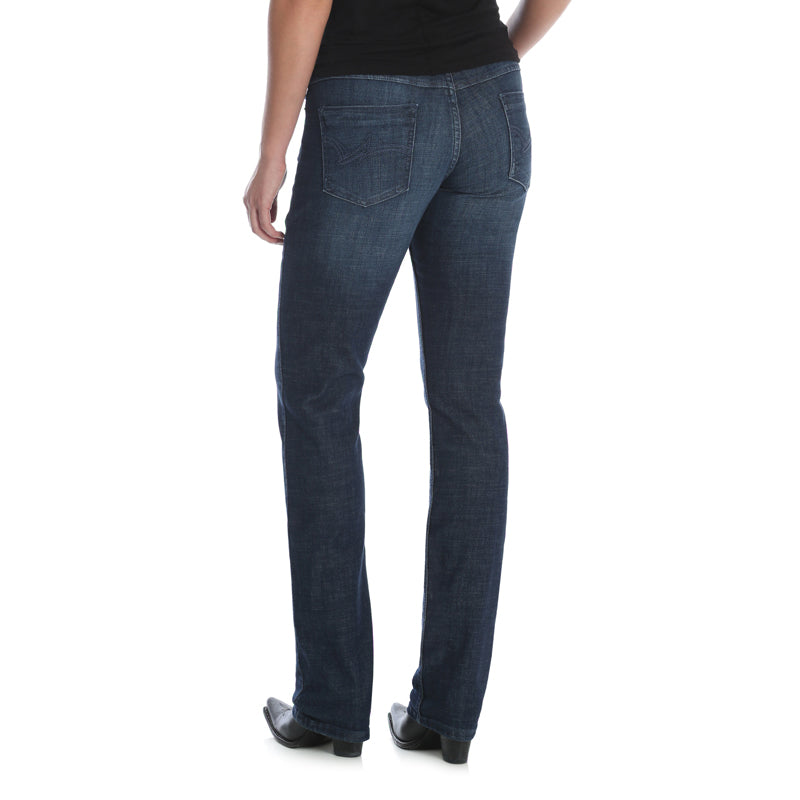 Wrangler 09MWTDS Women's Straight Leg Jeans - DS Wash, Mid Rise, Regular Fit, Cotton Denim Blend
