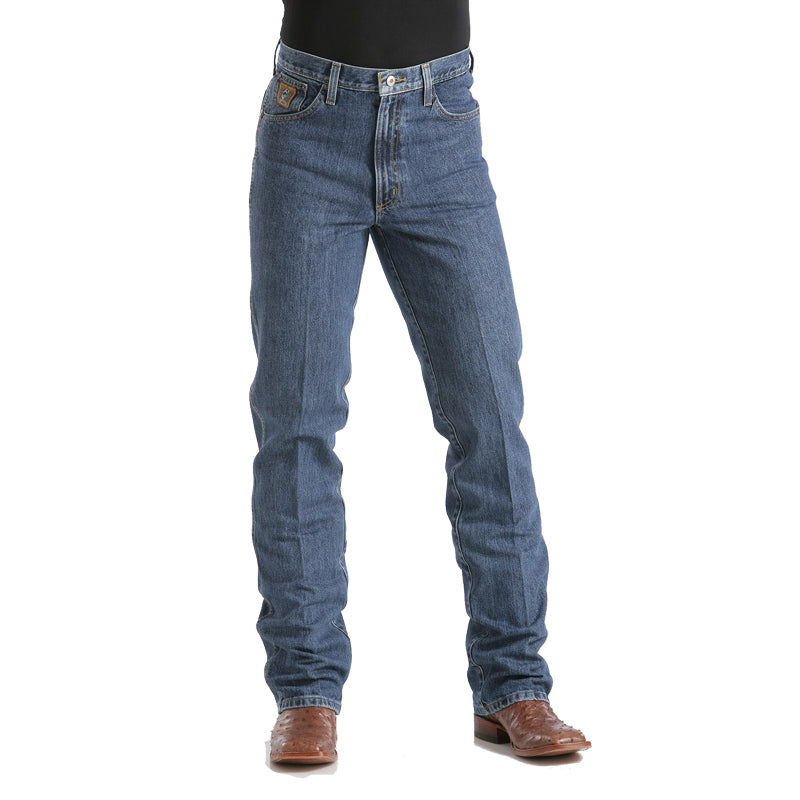 Cinch MB90532002 Men's Bronze Label Slim Fit Jeans  Dark Stonewash, Tapered Leg, 14.25 oz. Denim