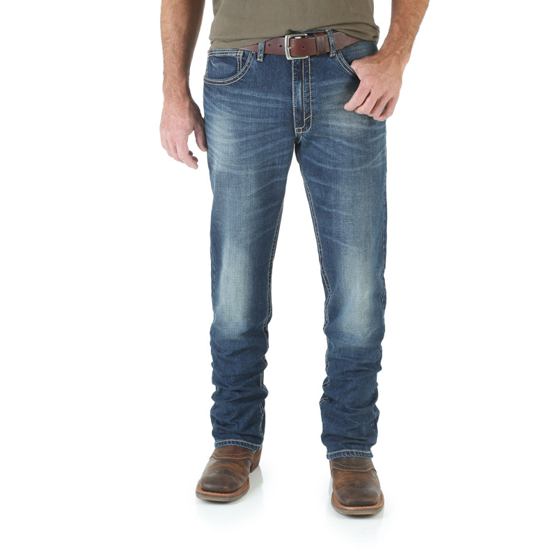 Wrangler 20X 42MWXMD Men's Slim Fit Vintage Bootcut Jeans  Low Rise, Midland Wash, Cotton Denim
