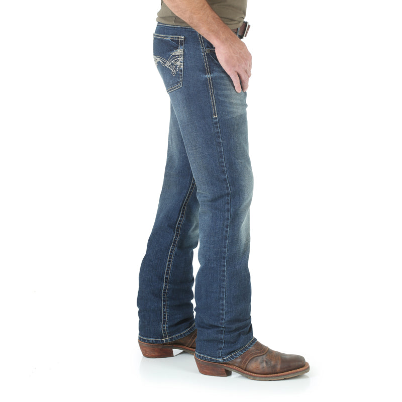 Wrangler 20X 42MWXMD Men's Slim Fit Vintage Bootcut Jeans  Low Rise, Midland Wash, Cotton Denim
