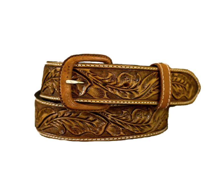 Vogt Men's Russet Running Oak Leaf Belt
