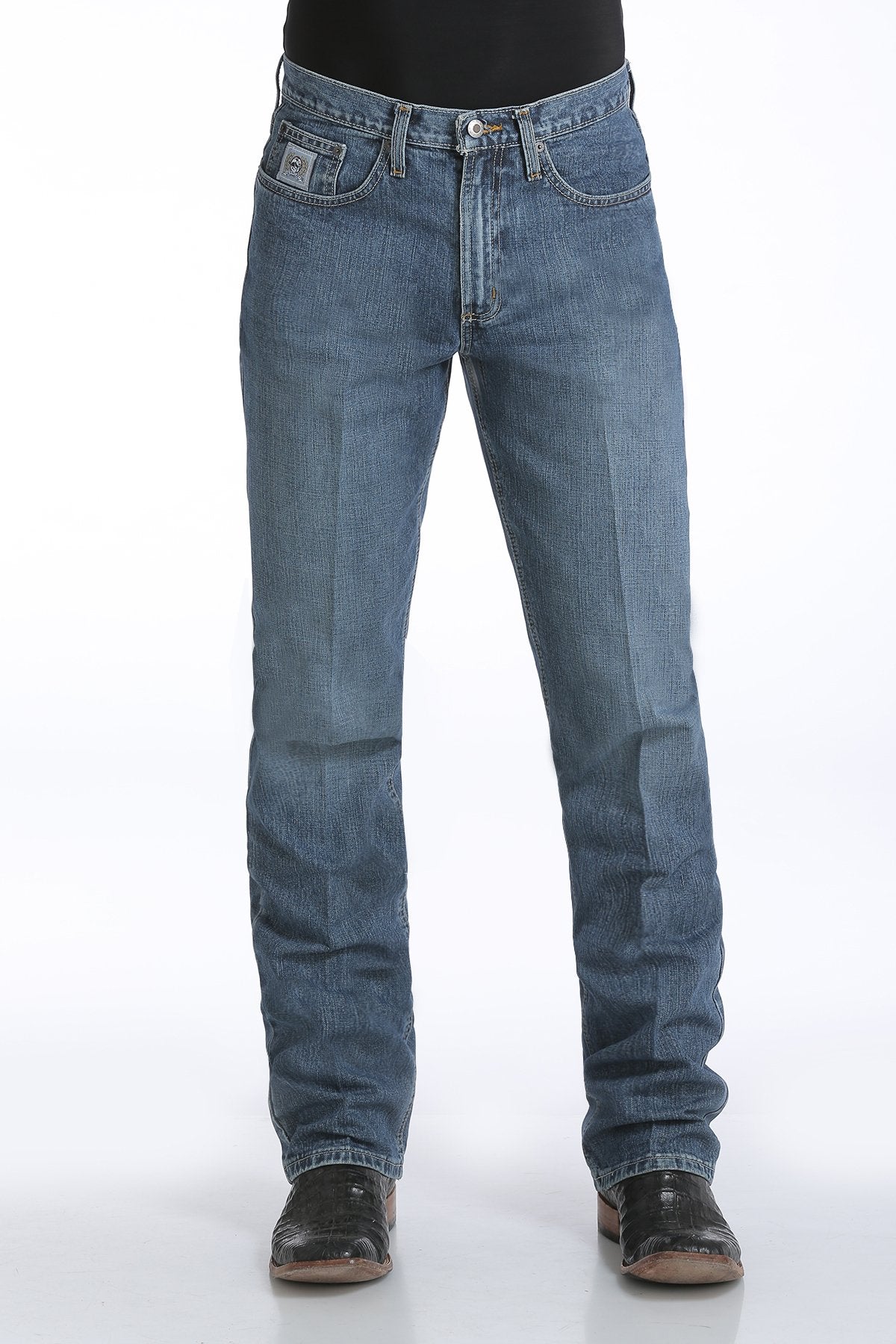 Cinch MB98034001 Silver Label Men's Jeans  Medium Stonewash, Slim Fit, Straight Leg, 13.75oz. Denim
