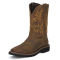 Justin SE4682 Men's Driller Rugged Tan Western Work Boots  Steel Toe, Stampede Rubber
