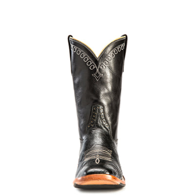 Rios of Mercedes R9004 Women's Black Smooth Ostrich & Calf Cowboy Boots - Wide Square Toe