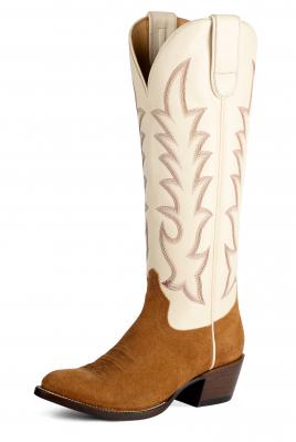 Macie Bean Women's M5237 Brown Suede Cowboy Boots  Vanilla Hotshot Shaft, Almond Toe