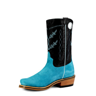 Horse Power HP9515 Men's Turquoise Suede Cowboy Boots - Blue Mad Dog Top, TK Toe