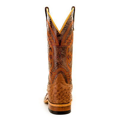 Anderson Bean S1099 Men's Rum Brown Mad Dog Full Quill Ostrich Cowboy Boots, Chocolate Volcano Toe