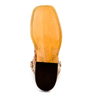 Anderson Bean S1099 Men's Rum Brown Mad Dog Full Quill Ostrich Cowboy Boots, Chocolate Volcano Toe
