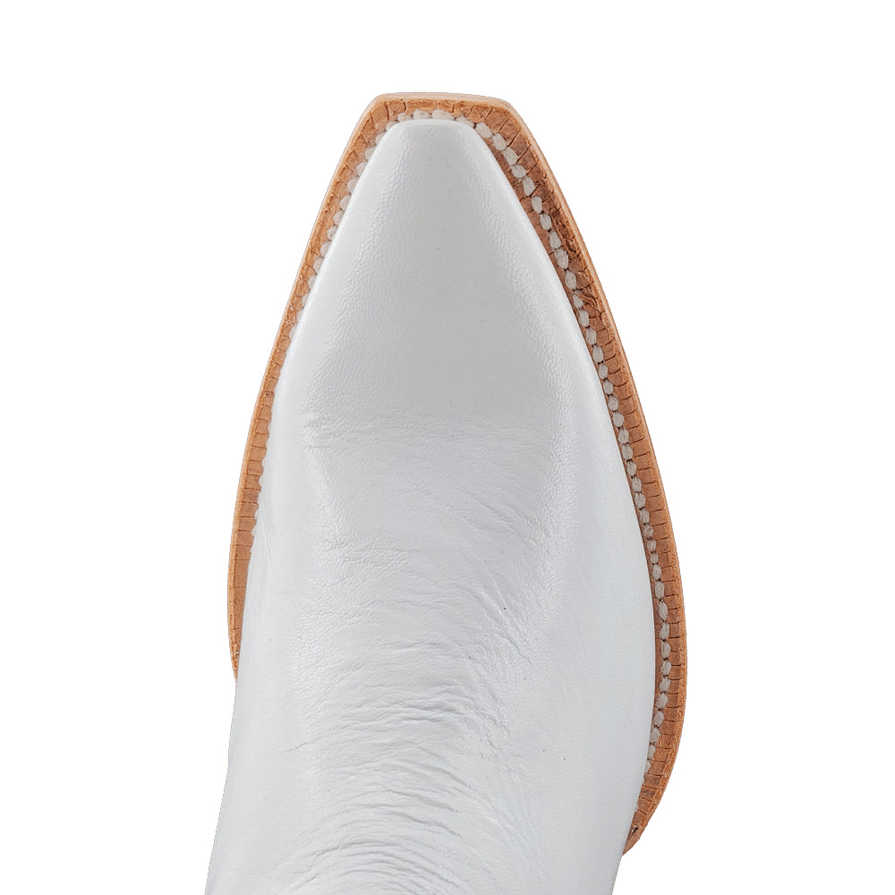 R. Watson RWL8499.9 Women's Wedding White Cowhide Cowboy Boots  Pointed Toe, Leather Heel