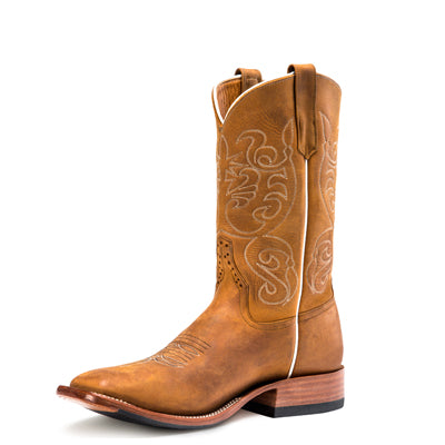 Rios of Mercedes R9002 Women's 11-inch Rust Burnished Crazyhorse Cowboy Boots - DWS, Hybrid Sole
