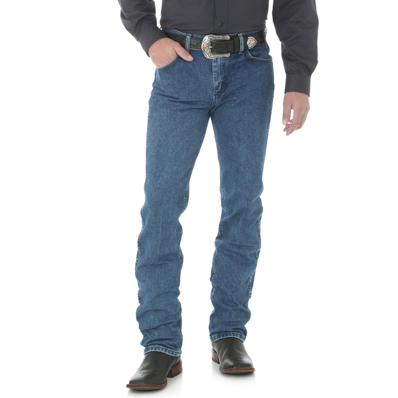 Wrangler 36MWZDS Men's Dark Stone Slim Fit Cowboy Cut Jeans  Mid Rise, Durable Denim