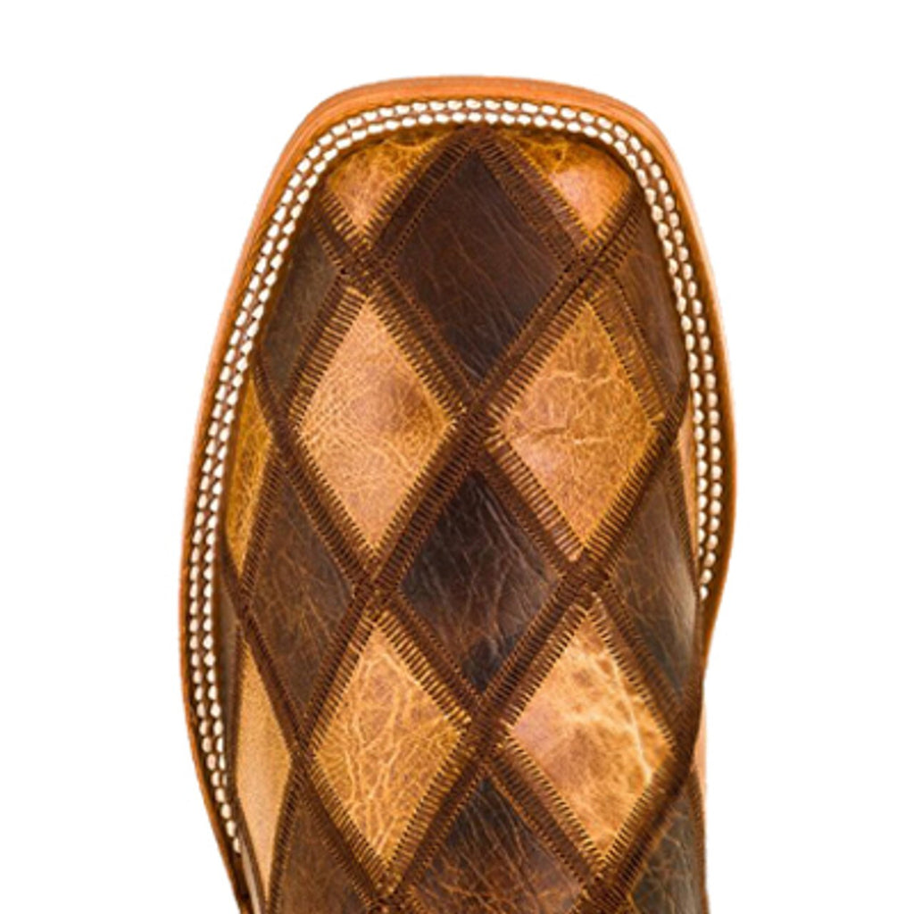 Horse Power HP1053 Men's Crazy Train Patchwork Cowboy Boots - Square Toe, Honey Shaft
