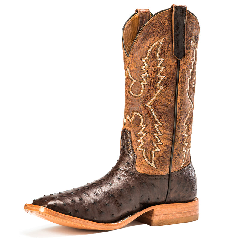 Rios of Mercedes R9014 Men's Nicotine Full Quill Ostrich & Tan Mad Cat Top Cowboy Boots