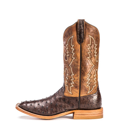 Rios of Mercedes R9014 Men's Nicotine Full Quill Ostrich & Tan Mad Cat Top Cowboy Boots