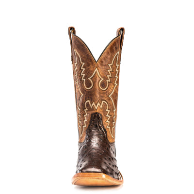 Rios of Mercedes R9014 Men's Nicotine Full Quill Ostrich & Tan Mad Cat Top Cowboy Boots