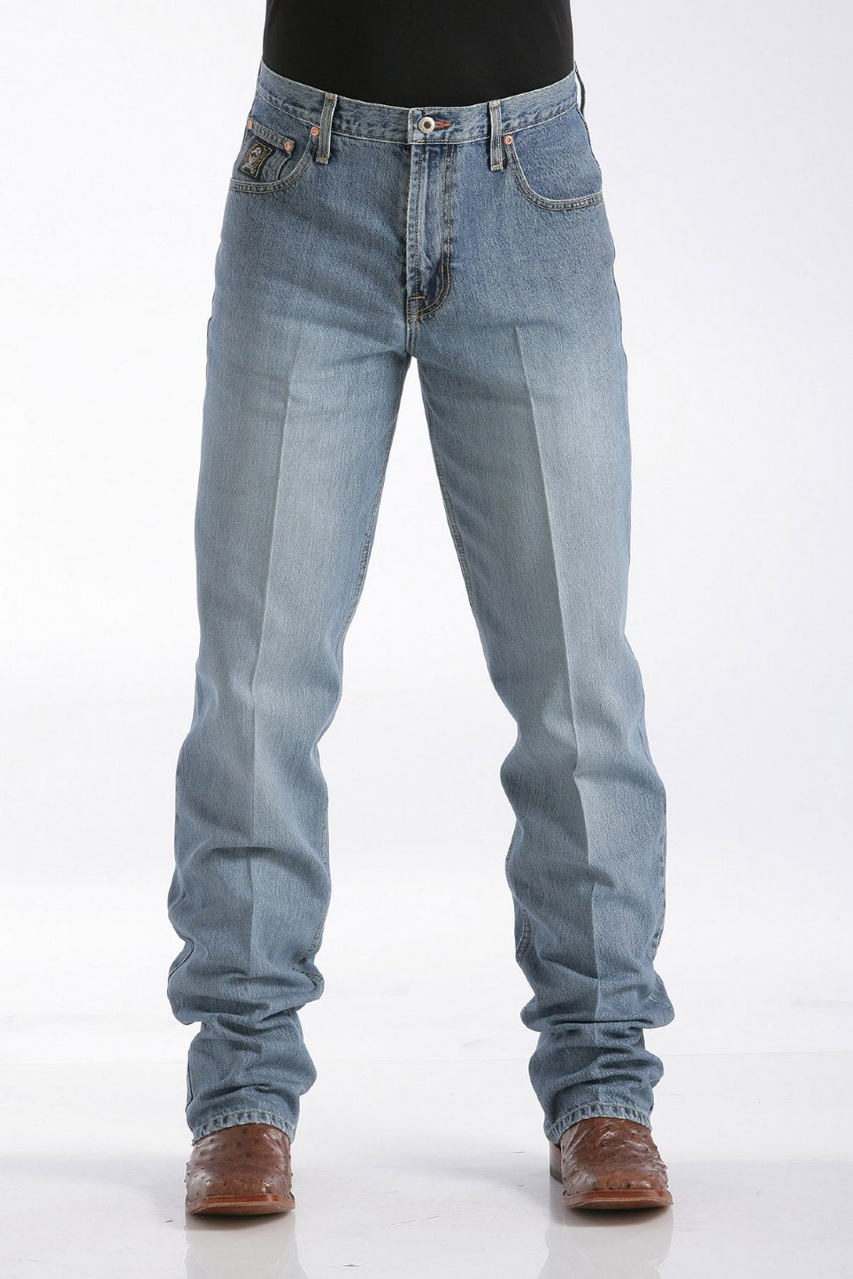 Cinch MB90633001 Mens Black Label Loose Fit Jeans  Medium Stonewash, Original Rise, 14.25 oz. Denim