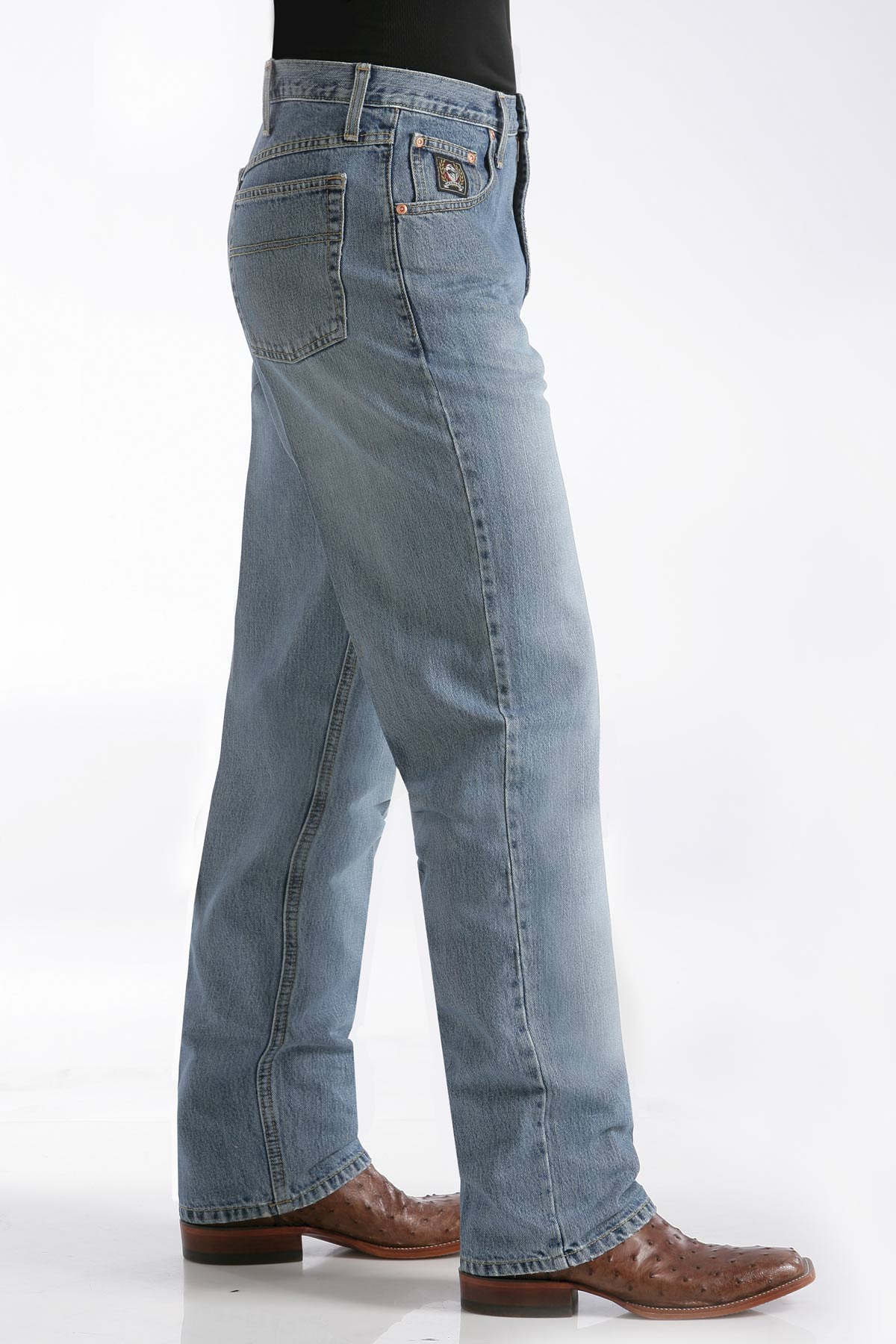Cinch MB90633001 Mens Black Label Loose Fit Jeans  Medium Stonewash, Original Rise, 14.25 oz. Denim