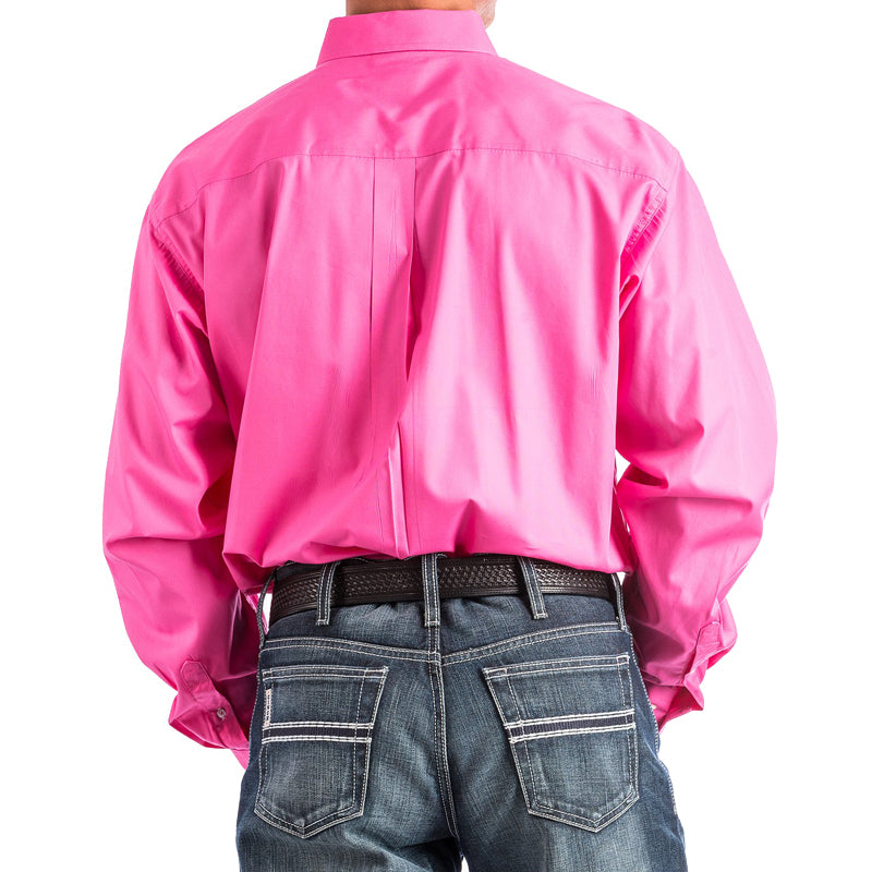 Cinch MTW1103320 Men's Long Sleeve Western Shirt  Pink Solid, Button-Down, Classic Fit, 100% Cotton