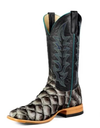 Top Hand HP8069 Men's Mockingbird Big Bass Cowboy Boots, Black Top, DB Toe, Roper Heel, Hybrid Sole