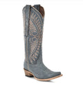 Corral Boots L6120 Women's Distressed Blue Embroidered Cowhide Cowboy Boots  Snip Toe