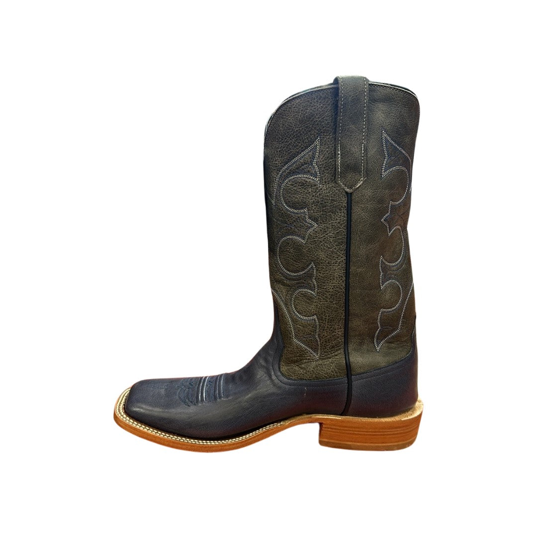 Rios of Mercedes 120350 Men's Navy Kangaroo Cowboy Boots  Grey Shaft, Milan Toe, Handcrafted