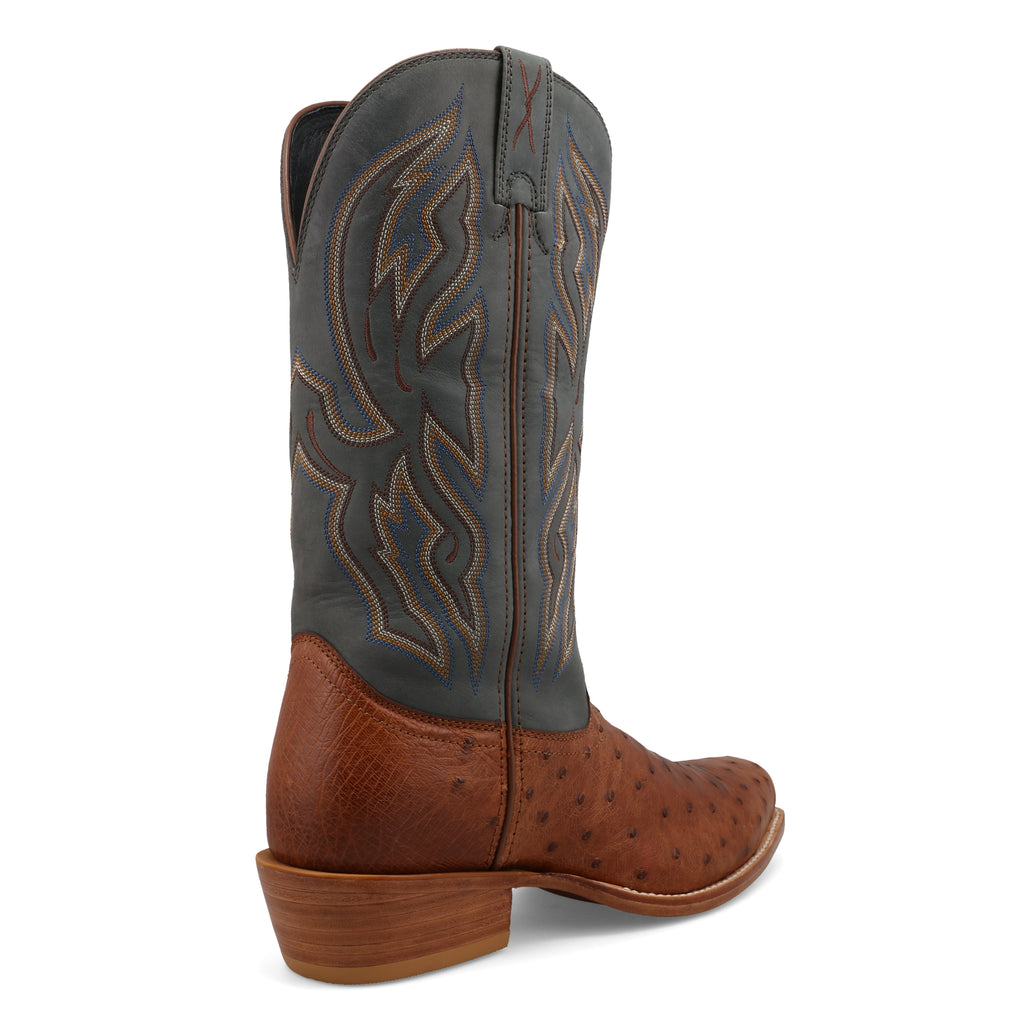 Twisted X MXPL002 Men's Western Reserve Boots  Chestnut Ostrich & Dark Grey, Full-Quill Ostrich