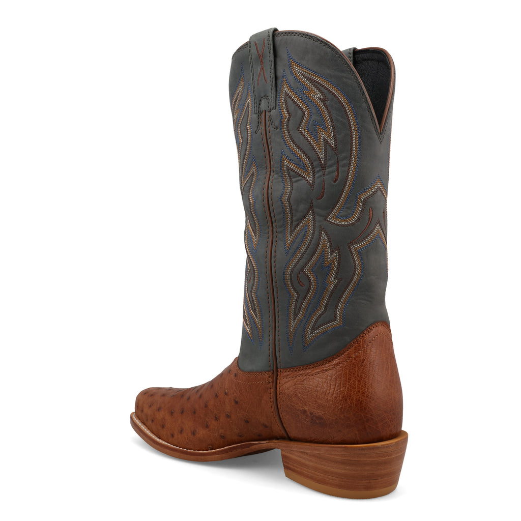 Twisted X MXPL002 Men's Western Reserve Boots  Chestnut Ostrich & Dark Grey, Full-Quill Ostrich