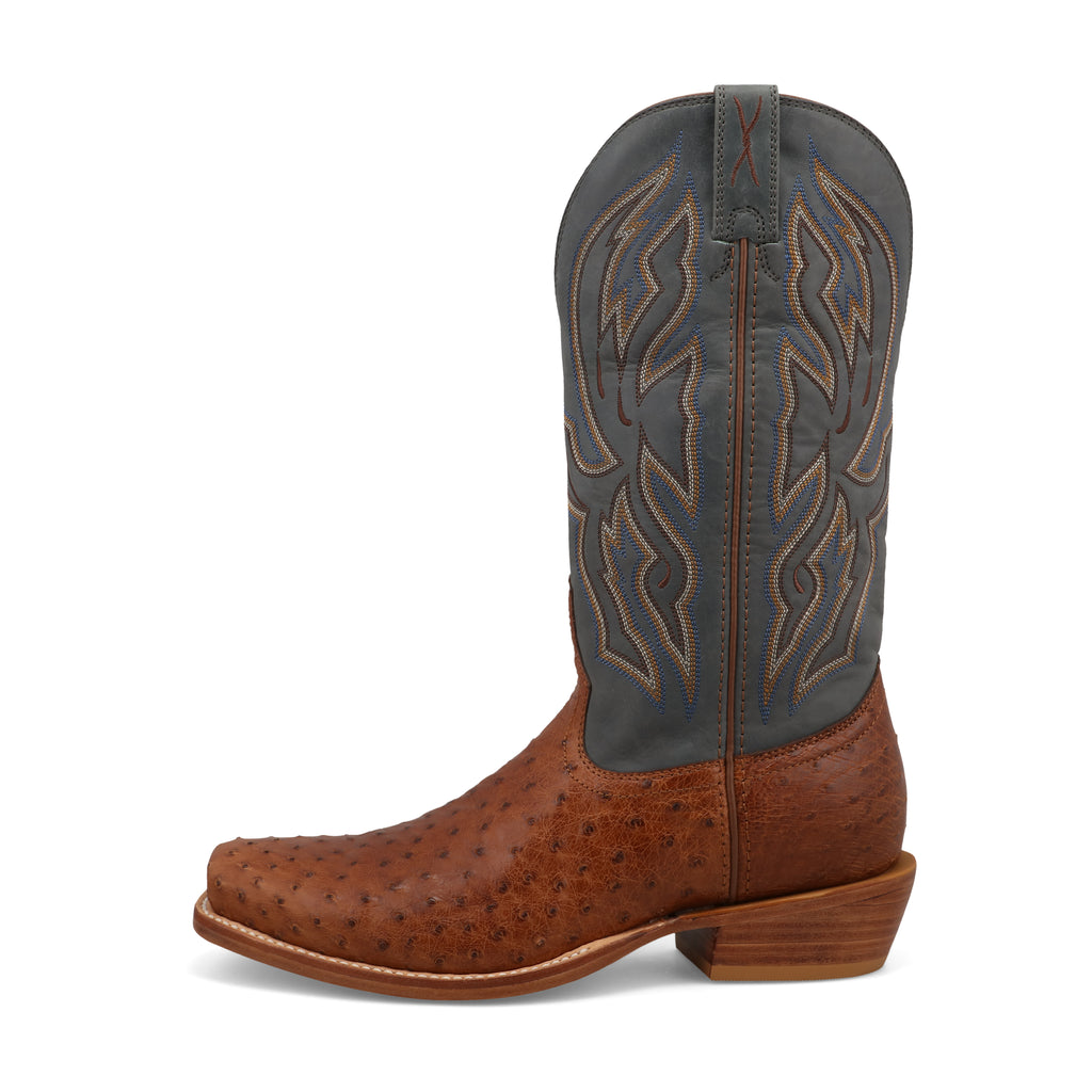 Twisted X MXPL002 Men's Western Reserve Boots  Chestnut Ostrich & Dark Grey, Full-Quill Ostrich