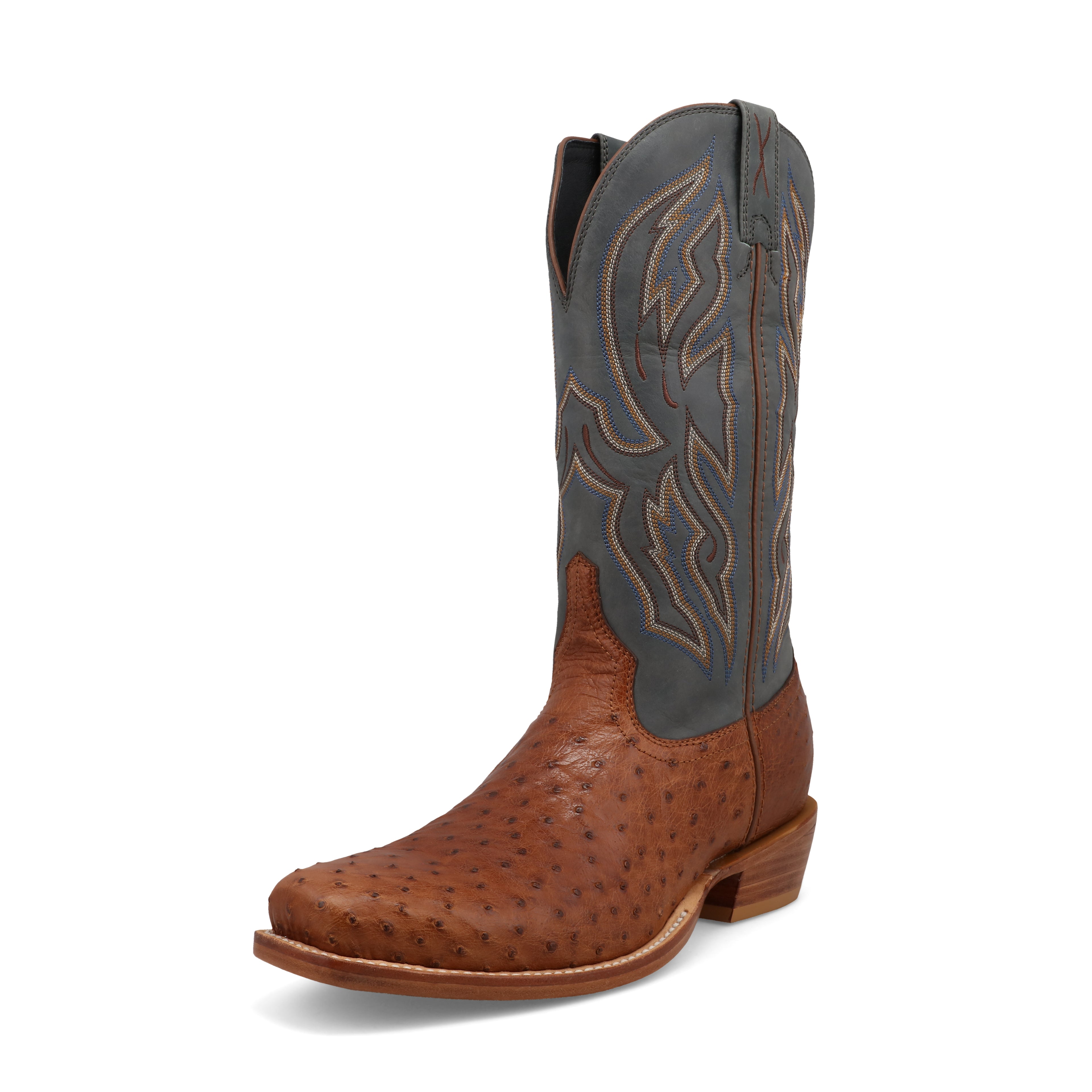 Twisted X MXPL002 Men's Western Reserve Boots  Chestnut Ostrich & Dark Grey, Full-Quill Ostrich