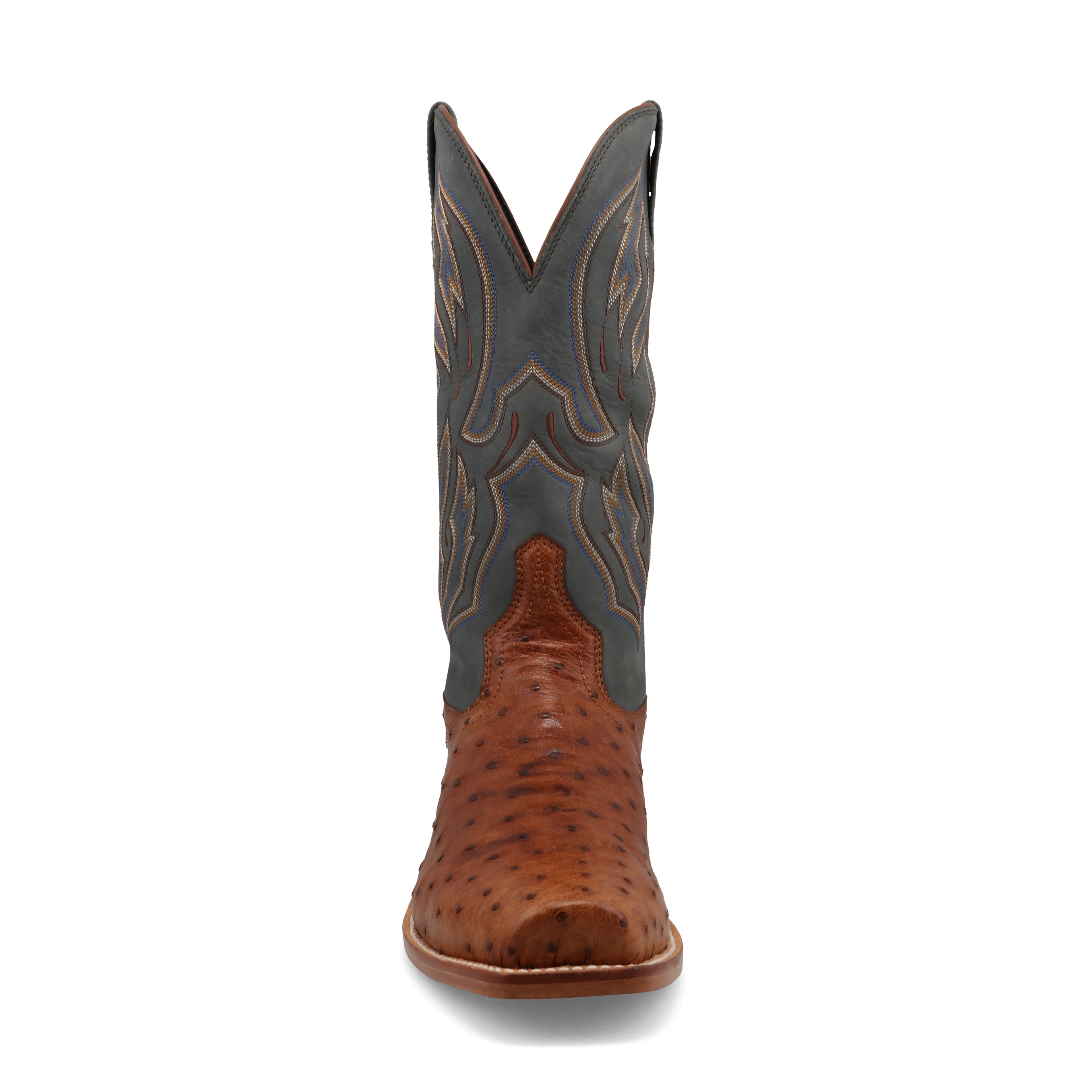Twisted X MXPL002 Men's Western Reserve Boots  Chestnut Ostrich & Dark Grey, Full-Quill Ostrich