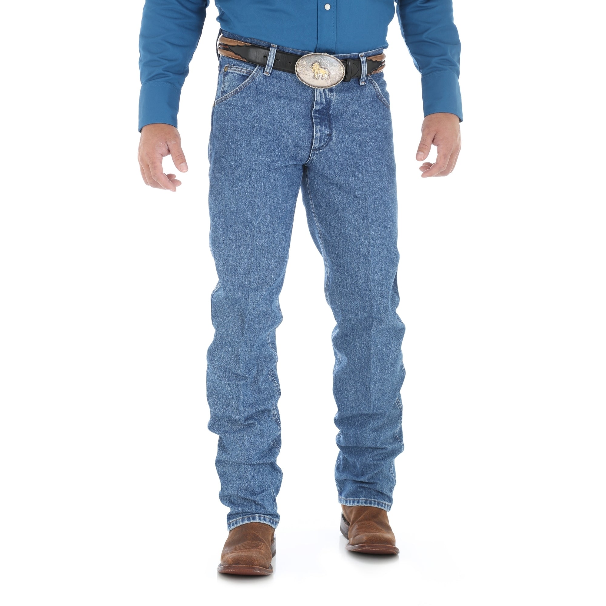 Wrangler 47MWZSW Men's Premium Performance Cowboy Cut Jeans, Stonewash, Cotton Heavyweight Denim
