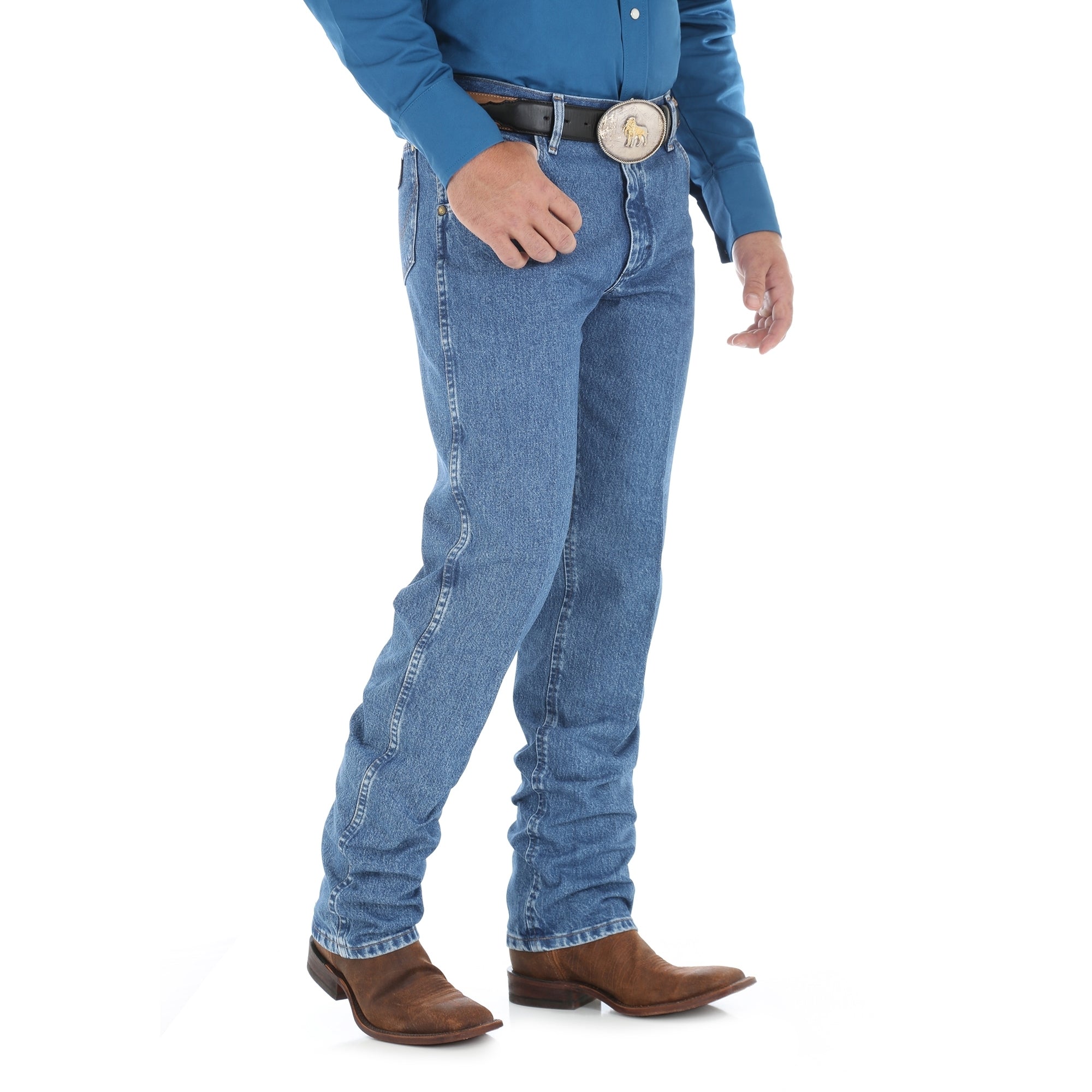Wrangler 47MWZSW Men's Premium Performance Cowboy Cut Jeans, Stonewash, Cotton Heavyweight Denim
