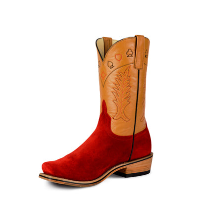 Horse Power HP9516 Men's Red Suede Cowboy Boots - Honey Planget Top, TK Toe, Hybrid Sole