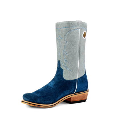 Horse Power HP9518 Men's Blue Suede Cowboy Boots - Grey Sinsation Top, TK Toe, Hybrid Sole