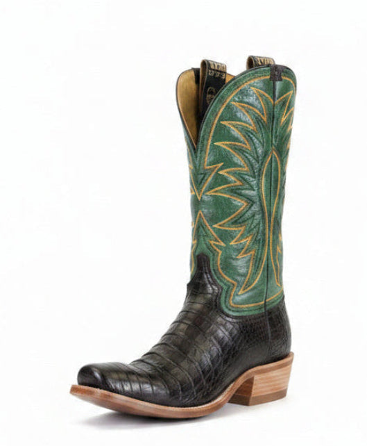 HYER HM12006 Men's Spearville Cowboy Boots  Coffee Caiman, War Bonnet Stitch, Durable
