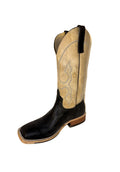 Anderson Bean 338673 Men's Black Oiled Bull Shoulder Cowboy Boots, Tan Sinsation, Wide Square Toe