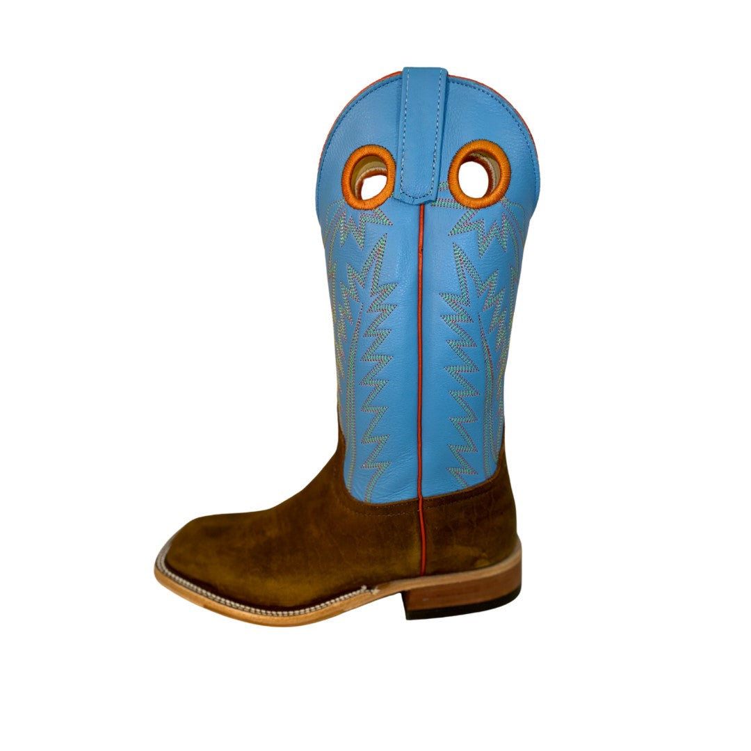 Anderson Bean 338674 Men's Natural Brahma Bison Cowboy Boots, Sea Salt Deercow, Wide Square Toe