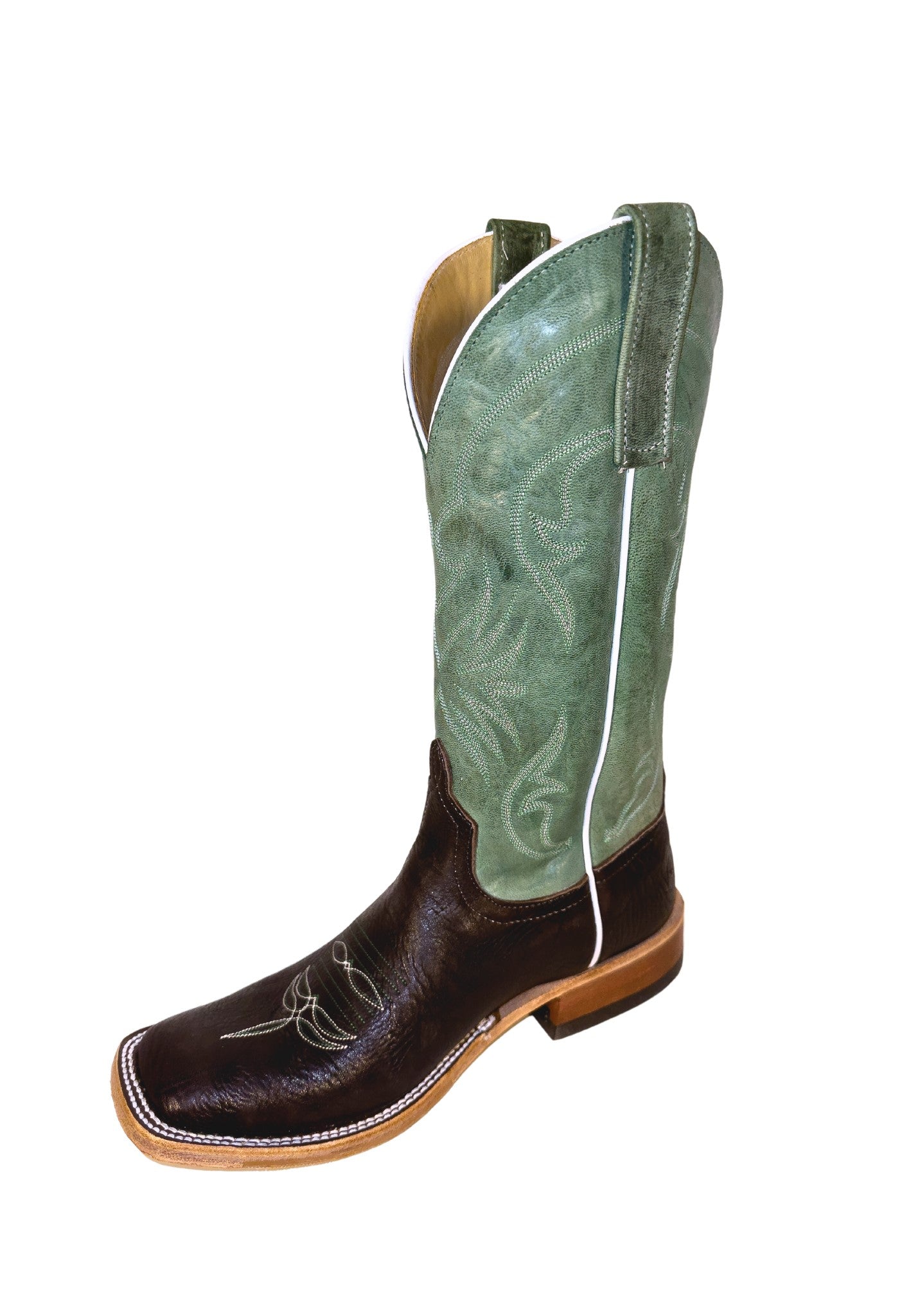 Anderson Bean 333226 Men's Noce Taurus Bull Shoulder Cowboy Boots, Jade Shaft, Wide Square Toe
